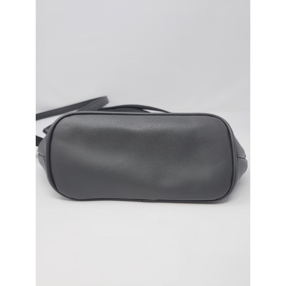 A New Day Gray Mini Backpack Crossbody Faux Leather Gold Hardware - Picture 3 of 9